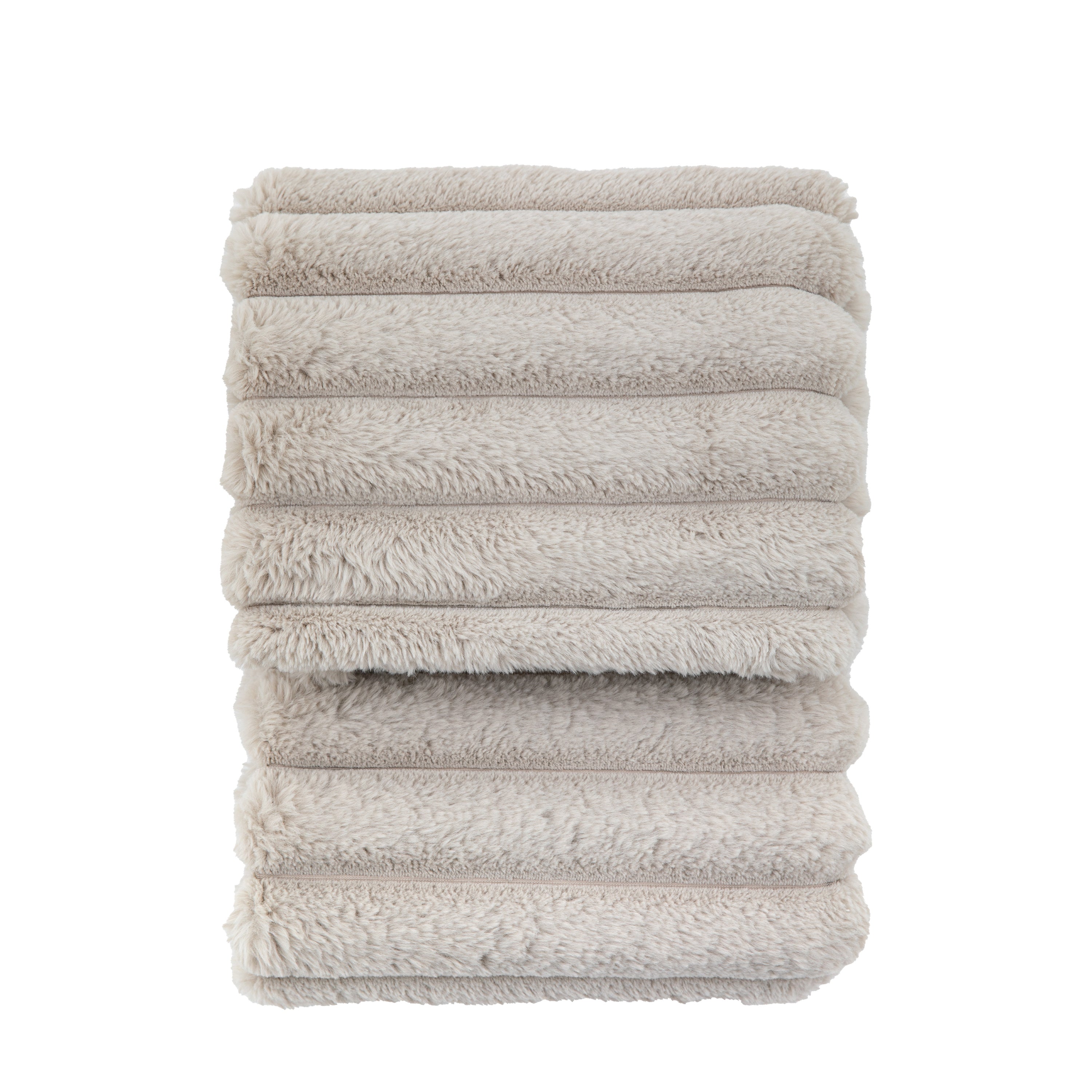 Ribbed Faux Fur Natural Cream Throw